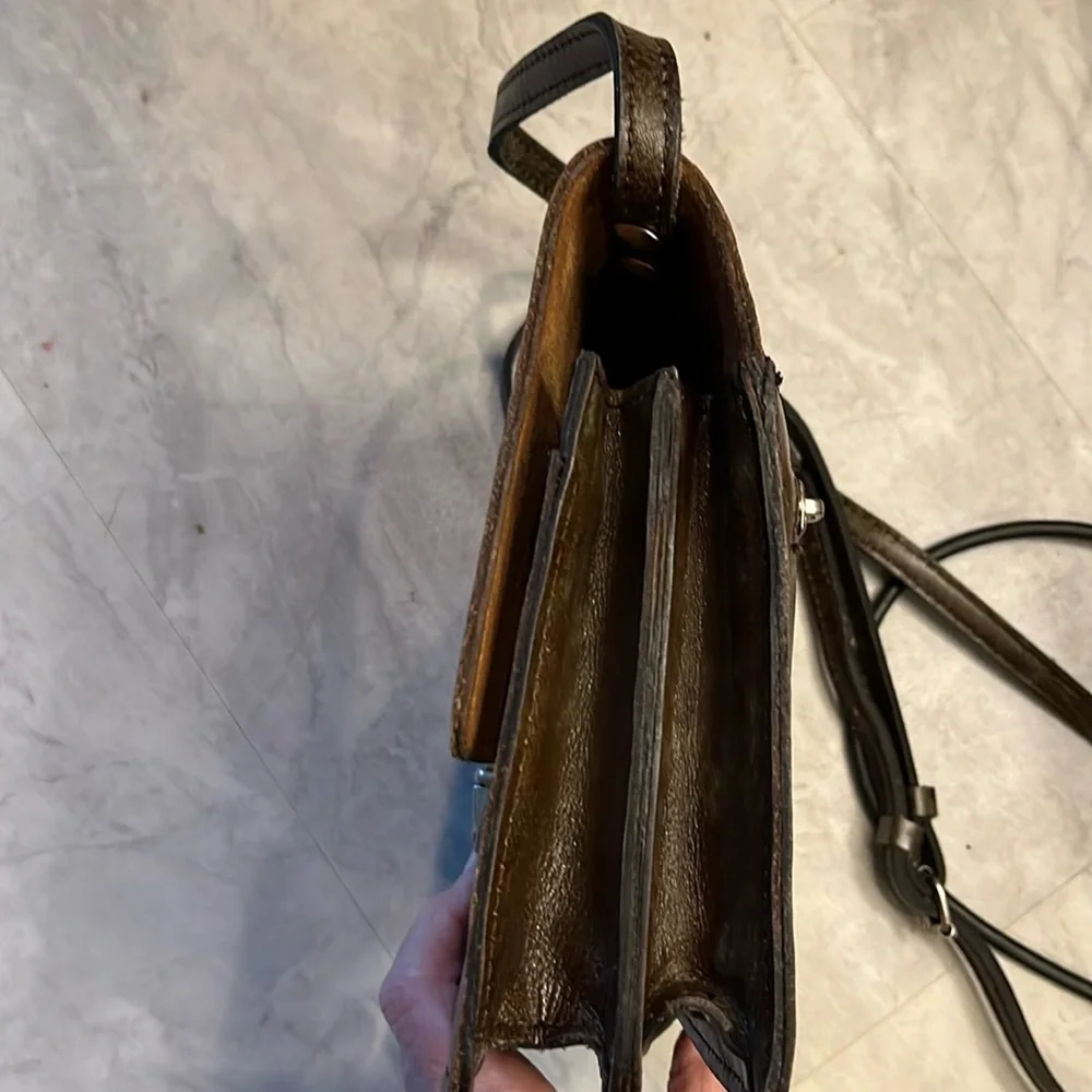 Patricia Nash New without tags  Crossbody bag  tooled Leather  bronze brown mint